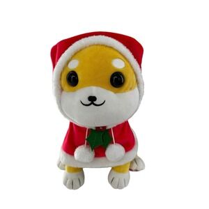 Kawaii Shiba Cat Inu Plush Red Christmas Outfit‎ Holly Pom-Pom 15" HONEY MARU